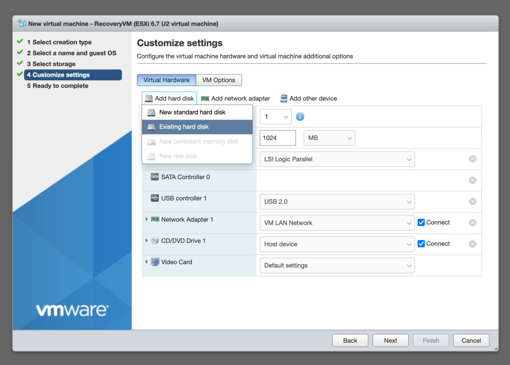 ESXi - Create new VM